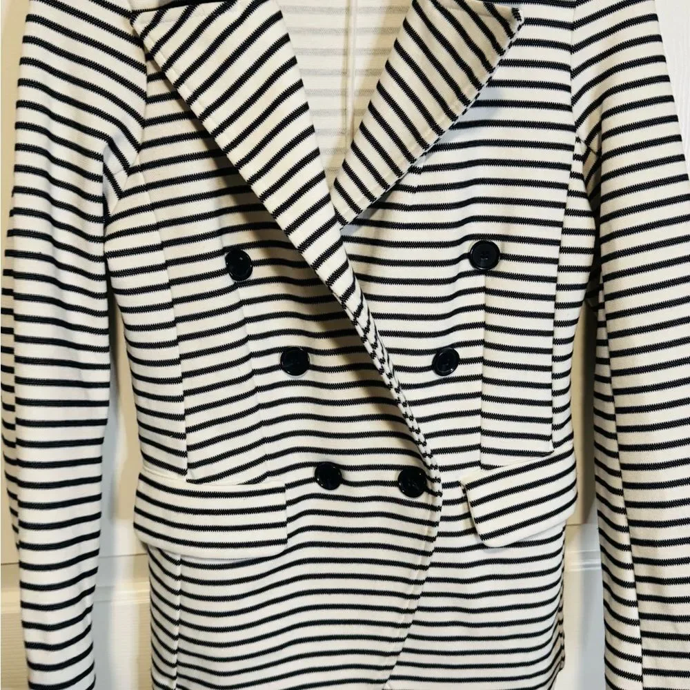 Banana Republic Striped Pea Coat in Black and White - Picture 8 of 9